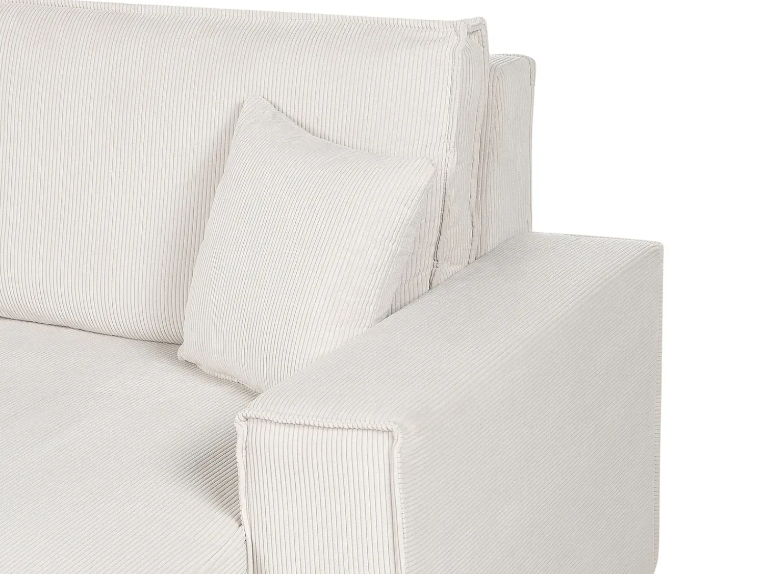 Best Beliani Divano letto angolare 3 posti ABACKA Velluto a coste Bianco sporco Bianco Nero
