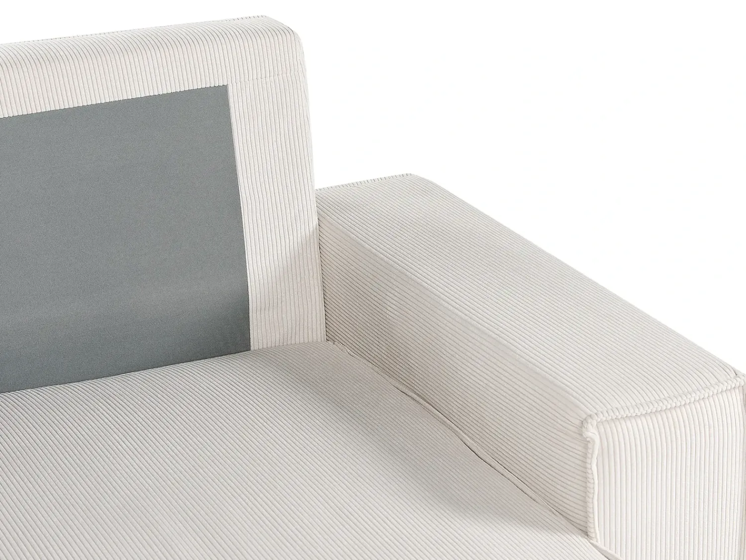 Best Beliani Divano letto angolare 3 posti ABACKA Velluto a coste Bianco sporco Bianco Nero