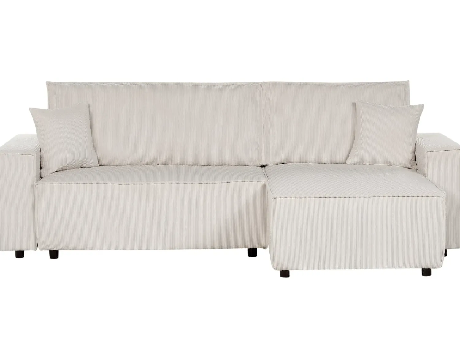 Best Beliani Divano letto angolare 3 posti ABACKA Velluto a coste Bianco sporco Bianco Nero
