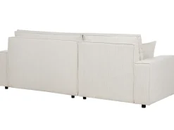 Beliani Divano letto angolare 3 posti ABACKA Velluto a coste Bianco sporco Bianco Nero