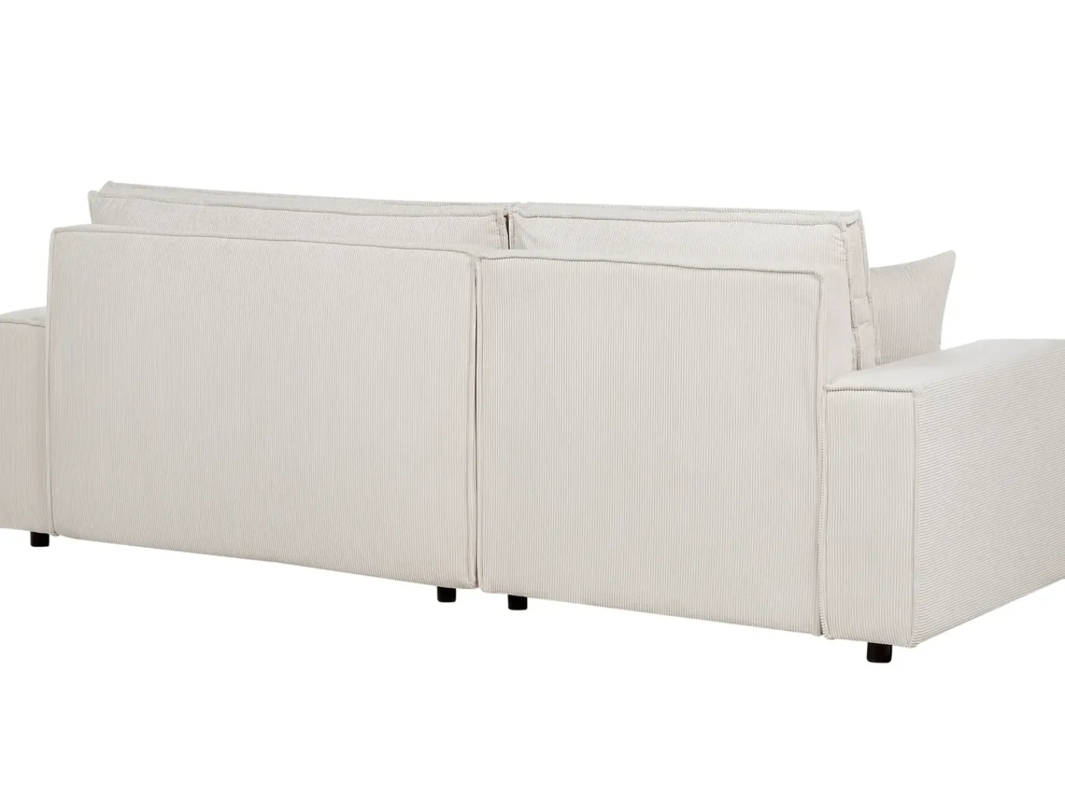 Beliani Divano letto angolare 3 posti ABACKA Velluto a coste Bianco sporco Bianco Nero