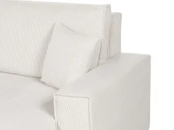 Beliani Divano letto angolare 3 posti ABACKA Velluto a coste Bianco sporco Bianco Nero