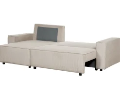 Online Beliani Divano letto angolare 3 posti ABACKA Velluto a coste Beige Beige Nero