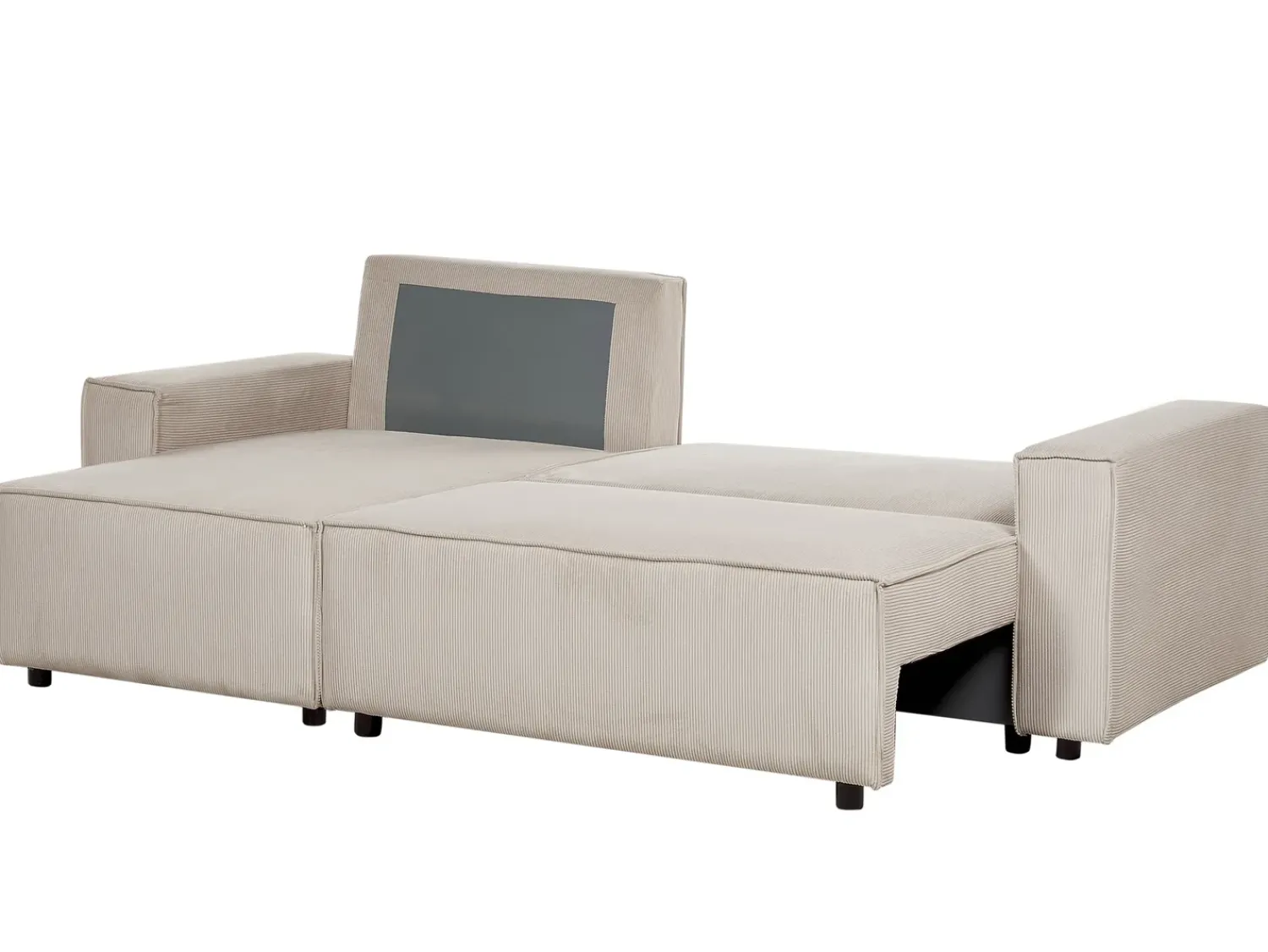 Online Beliani Divano letto angolare 3 posti ABACKA Velluto a coste Beige Beige Nero