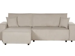 Online Beliani Divano letto angolare 3 posti ABACKA Velluto a coste Beige Beige Nero
