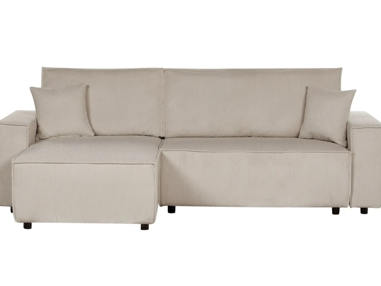 Online Beliani Divano letto angolare 3 posti ABACKA Velluto a coste Beige Beige Nero