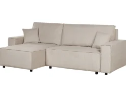 Online Beliani Divano letto angolare 3 posti ABACKA Velluto a coste Beige Beige Nero