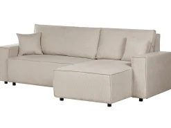 Online Beliani Divano letto angolare 3 posti ABACKA Velluto a coste Beige Beige Nero