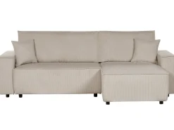 Online Beliani Divano letto angolare 3 posti ABACKA Velluto a coste Beige Beige Nero