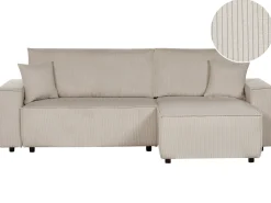 Online Beliani Divano letto angolare 3 posti ABACKA Velluto a coste Beige Beige Nero