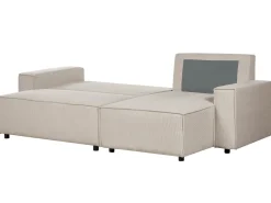 Online Beliani Divano letto angolare 3 posti ABACKA Velluto a coste Beige Beige Nero