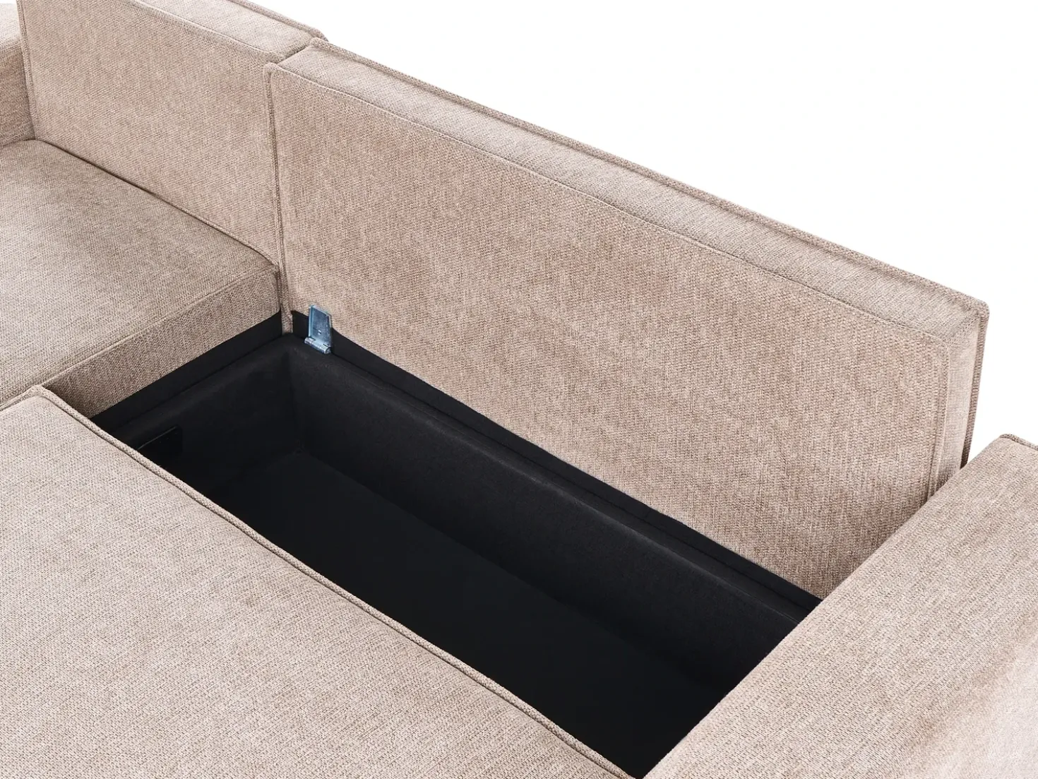 Divano letto angolare 3 posti EDANE Tessuto Beige con contenitore Lato destro