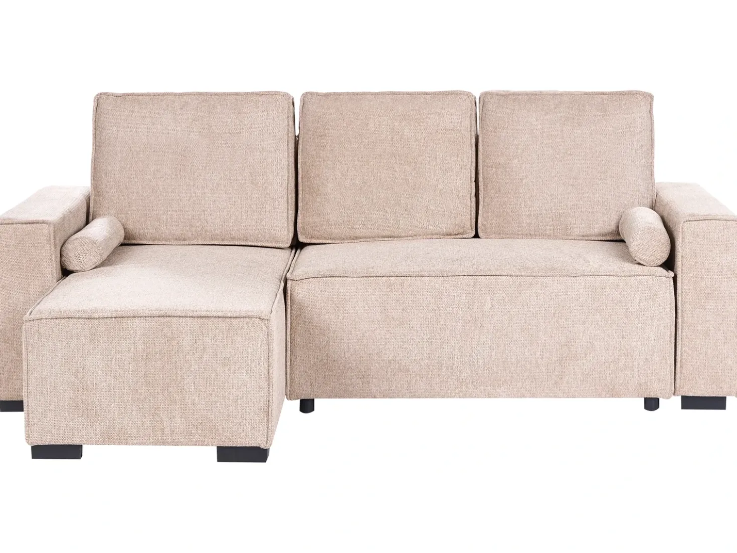 Divano letto angolare 3 posti EDANE Tessuto Beige con contenitore Lato destro