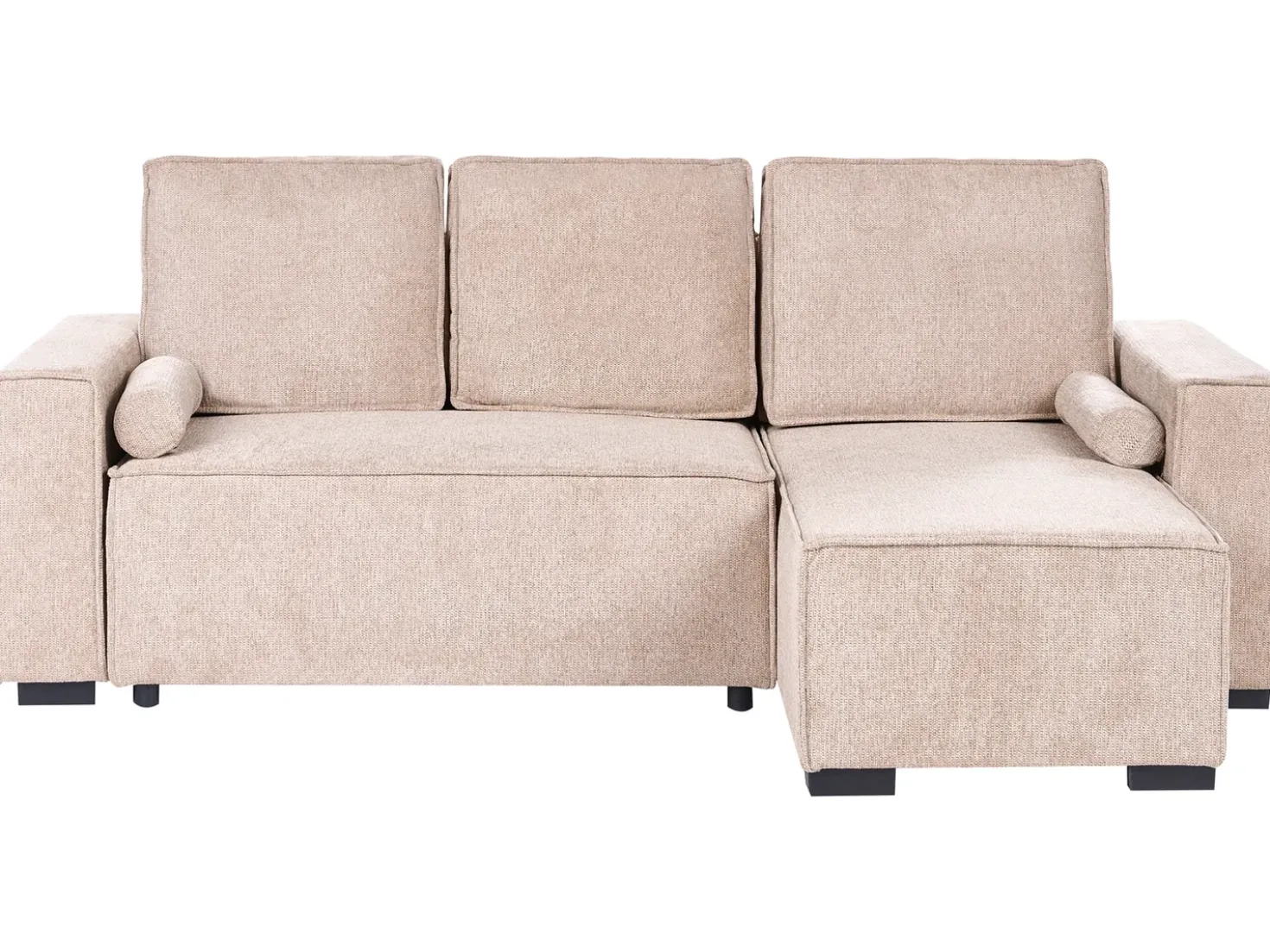 Divano letto angolare 3 posti EDANE Tessuto Beige con contenitore Lato Sinistro
