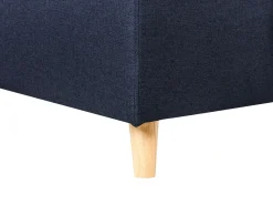 Hot Beliani Divano letto angolare 4 posti FLAKK Tessuto Blu marino con contenitore Lato Sinistro Marrone Blu