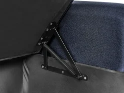 Hot Beliani Divano letto angolare 4 posti FLAKK Tessuto Blu marino con contenitore Lato Sinistro Marrone Blu