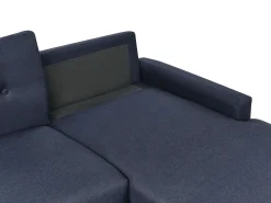 Hot Beliani Divano letto angolare 4 posti FLAKK Tessuto Blu marino con contenitore Lato Sinistro Marrone Blu