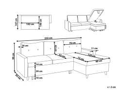 Hot Beliani Divano letto angolare 4 posti FLAKK Tessuto Blu marino con contenitore Lato Sinistro Marrone Blu