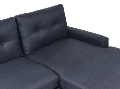 Hot Beliani Divano letto angolare 4 posti FLAKK Tessuto Blu marino con contenitore Lato Sinistro Marrone Blu
