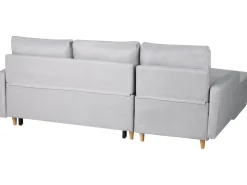 Hot Beliani Divano letto angolare 4 posti FLAKK Tessuto Grigio chiaro con contenitore Marrone Grigio