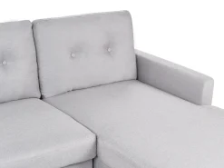 Outlet Beliani Divano letto angolare 4 posti FLAKK Tessuto Grigio chiaro con contenitore Marrone Grigio