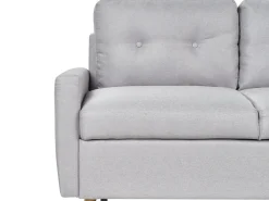 Outlet Beliani Divano letto angolare 4 posti FLAKK Tessuto Grigio chiaro con contenitore Marrone Grigio