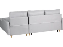 Outlet Beliani Divano letto angolare 4 posti FLAKK Tessuto Grigio chiaro con contenitore Marrone Grigio