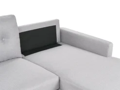 Outlet Beliani Divano letto angolare 4 posti FLAKK Tessuto Grigio chiaro con contenitore Marrone Grigio
