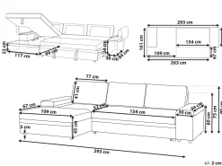 Divano letto angolare 3 posti HRISEY Lino sintetico Beige con contenitore Lato destro