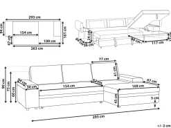 Divano letto angolare 3 posti HRISEY Lino sintetico Grigio con contenitore Lato Sinistro