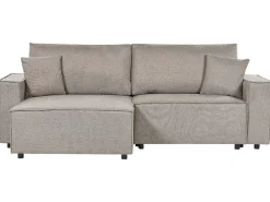 Hot Beliani Divano letto angolare 3 posti KARILA Tessuto Tortora con contenitore Beige
