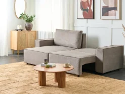 Hot Beliani Divano letto angolare 3 posti KARILA Tessuto Tortora con contenitore Beige