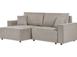 Hot Beliani Divano letto angolare 3 posti KARILA Tessuto Tortora con contenitore Beige