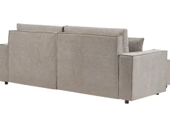 Hot Beliani Divano letto angolare 3 posti KARILA Tessuto Tortora con contenitore Beige