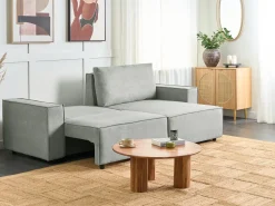 Best Beliani Divano letto angolare 3 posti KARILA Tessuto con contenitore Grigio