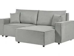 Best Beliani Divano letto angolare 3 posti KARILA Tessuto con contenitore Grigio