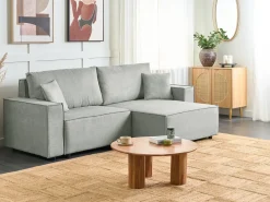 Best Beliani Divano letto angolare 3 posti KARILA Tessuto con contenitore Grigio