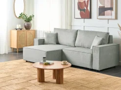 New Beliani Divano letto angolare 3 posti KARILA Tessuto con contenitore Grigio