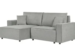 New Beliani Divano letto angolare 3 posti KARILA Tessuto con contenitore Grigio