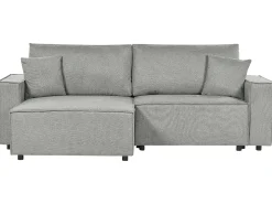 New Beliani Divano letto angolare 3 posti KARILA Tessuto con contenitore Grigio