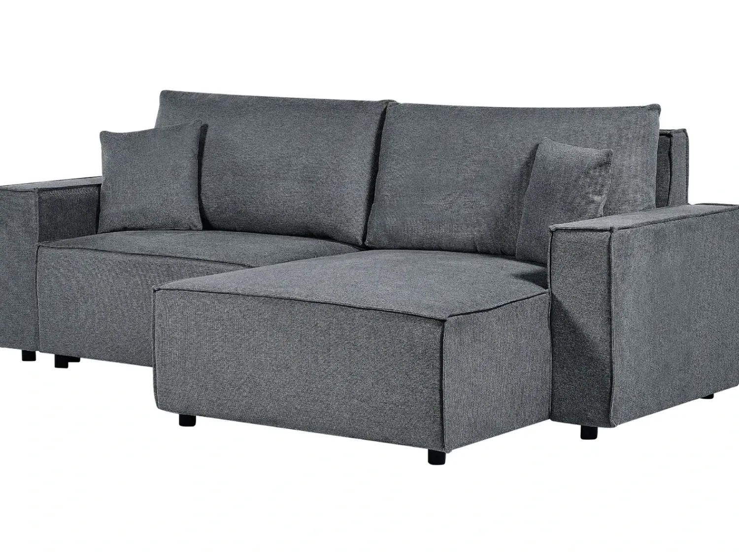 Clearance Beliani Divano letto angolare 3 posti KARILA Tessuto scuro con contenitore Grigio