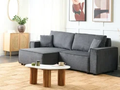 Hot Beliani Divano letto angolare 3 posti KARILA Tessuto scuro con contenitore Grigio