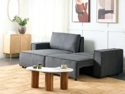 Hot Beliani Divano letto angolare 3 posti KARILA Tessuto scuro con contenitore Grigio