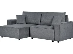 Hot Beliani Divano letto angolare 3 posti KARILA Tessuto scuro con contenitore Grigio
