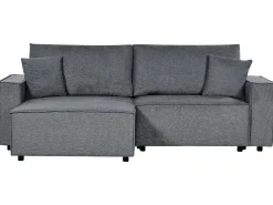 Hot Beliani Divano letto angolare 3 posti KARILA Tessuto scuro con contenitore Grigio