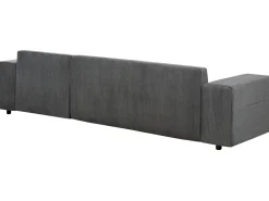 Outlet Beliani Divano letto angolare 3 posti LUSPA Velluto a coste Grigio scuro con contenitore Grigio Nero