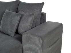 Outlet Beliani Divano letto angolare 3 posti LUSPA Velluto a coste Grigio scuro con contenitore Grigio Nero