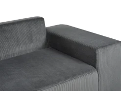Outlet Beliani Divano letto angolare 3 posti LUSPA Velluto a coste Grigio scuro con contenitore Grigio Nero