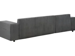 Hot Beliani Divano letto angolare 3 posti LUSPA Velluto a coste Grigio scuro con contenitore Grigio Nero