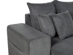 Hot Beliani Divano letto angolare 3 posti LUSPA Velluto a coste Grigio scuro con contenitore Grigio Nero